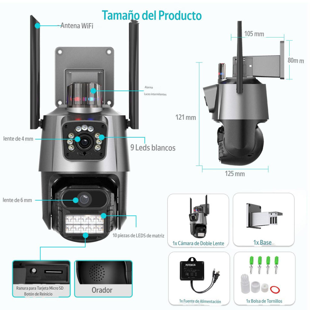 Camara Seguridad Doble Lente WIFI 4k