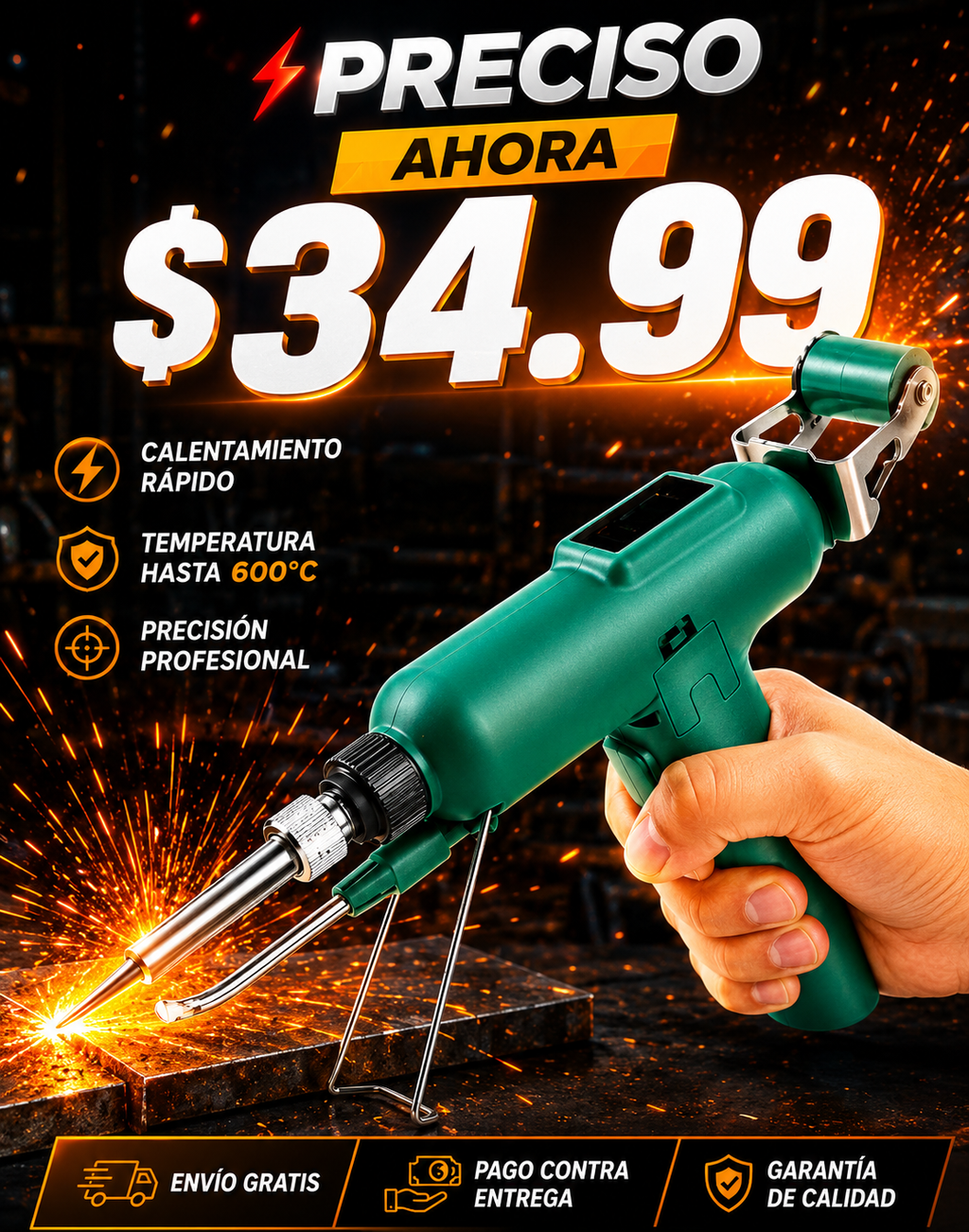 🔥 LIQUIDACIÓN DE STOCK PROMO: Pistola de Soldadura Profesional 4.9  (8 Reseñas)