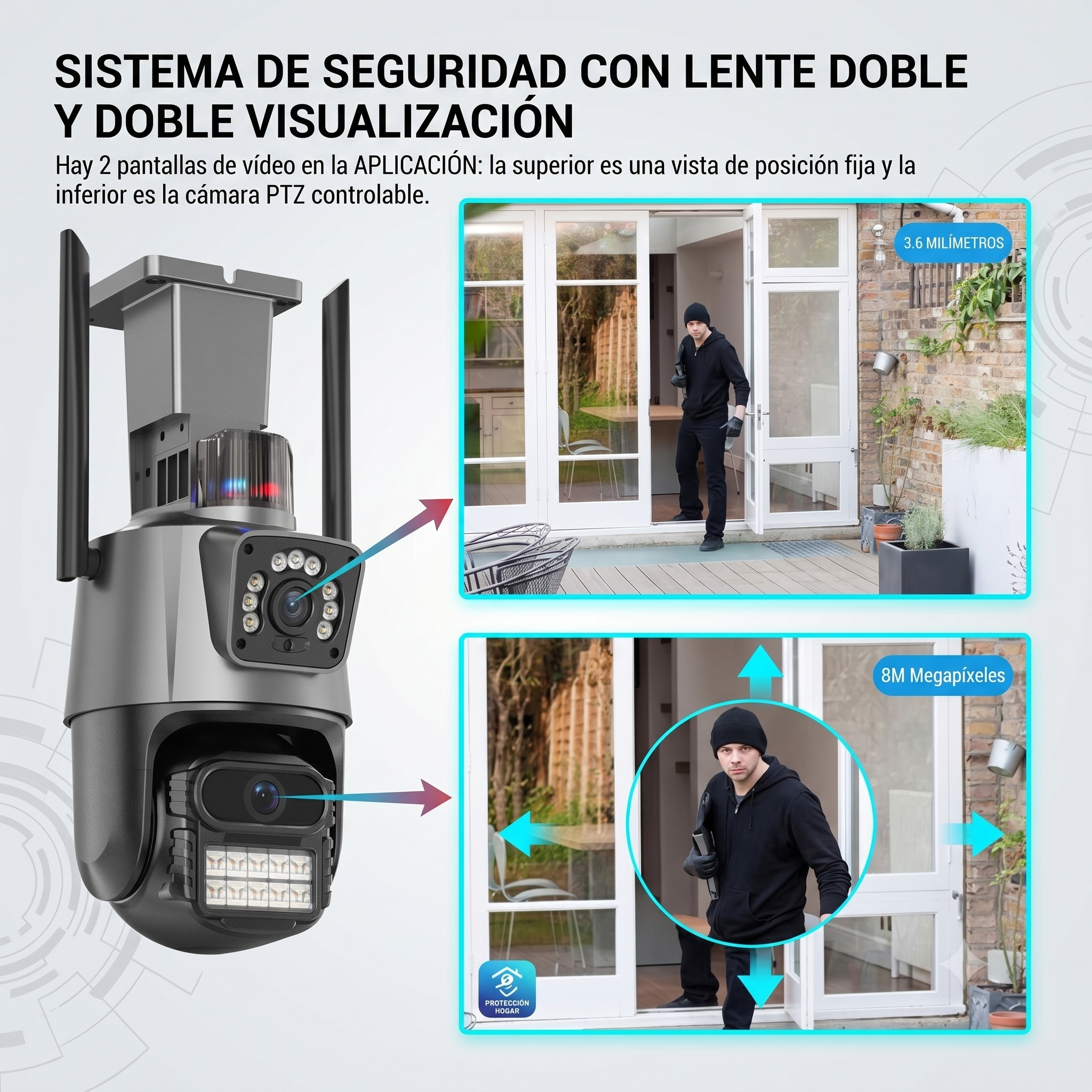 Camara Seguridad Doble Lente WIFI 4k